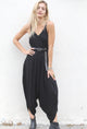 Black Yoga Knit Jumpsuit with Pockets