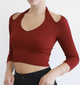 3/4 Sleeve Halter Cut Out Top