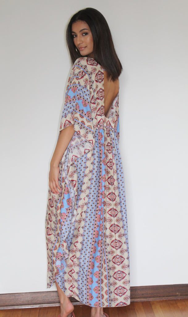 Blue Paisley Winged Kaftan - Yoga Clothing by Daughters of Culture