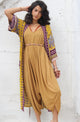  Turban Feathers Sakura Robe in Gold by Daughters of Culture