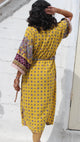  Turban Feathers Sakura Robe in Gold by Daughters of Culture
