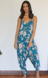 Hibiscus Teal Jumpsuit