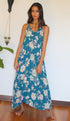 Hibiscus Teal Sun Dress