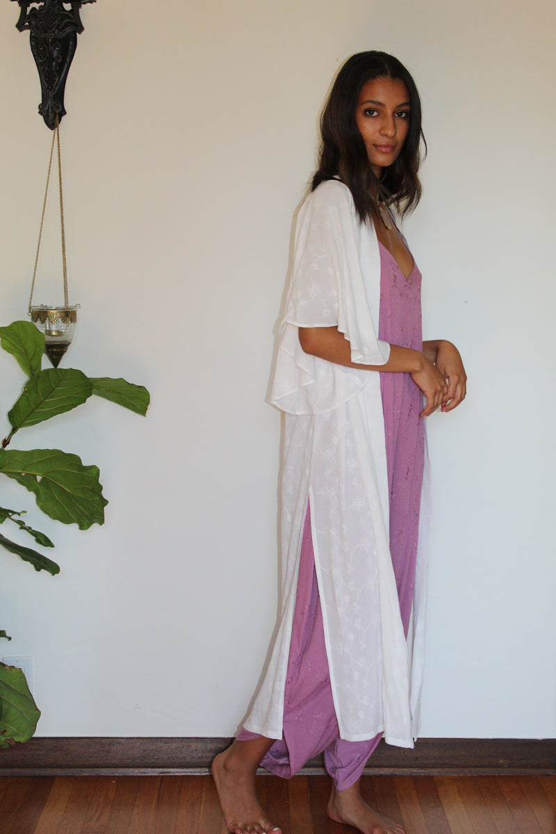 Victorian White Butterfly Robe - Yoga Clothing by Daughters of Culture