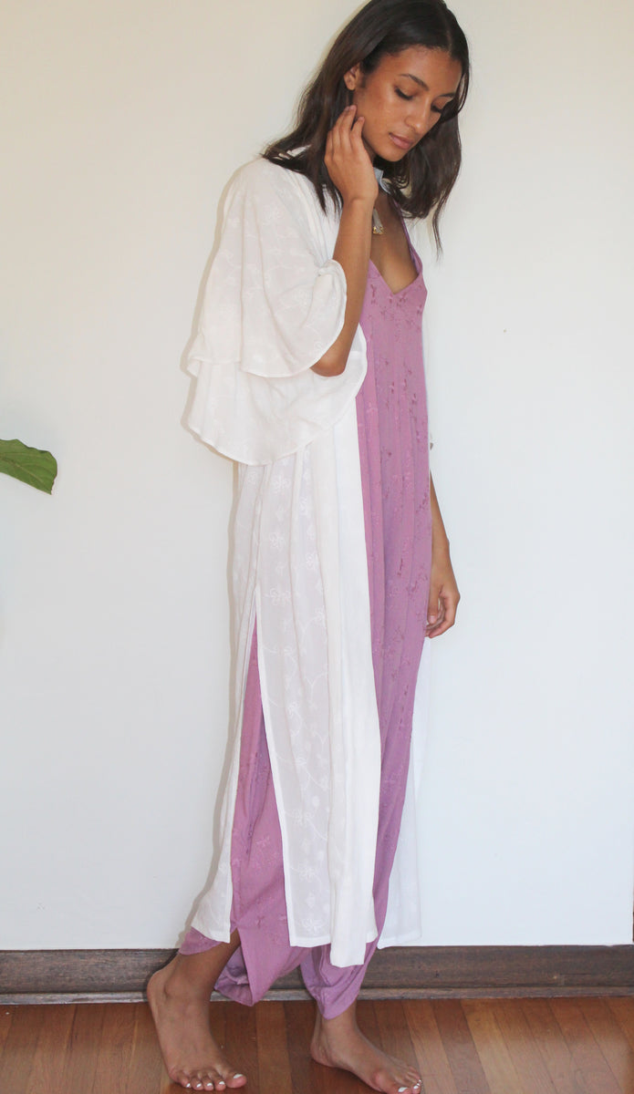 Victorian White Butterfly Robe - Yoga Clothing by Daughters of Culture