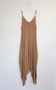 Tan Yoga Knit Jumpsuit with Pockets