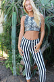  Black &amp; White Running Stripes Gypset Legging by Daughters of Culture