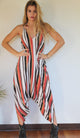 Red & Clay Stripe Jumpsuit