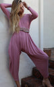 Rose Long Sleeve Yoga Harem Jumpsuit