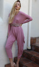 Rose Long Sleeve Yoga Harem Jumpsuit