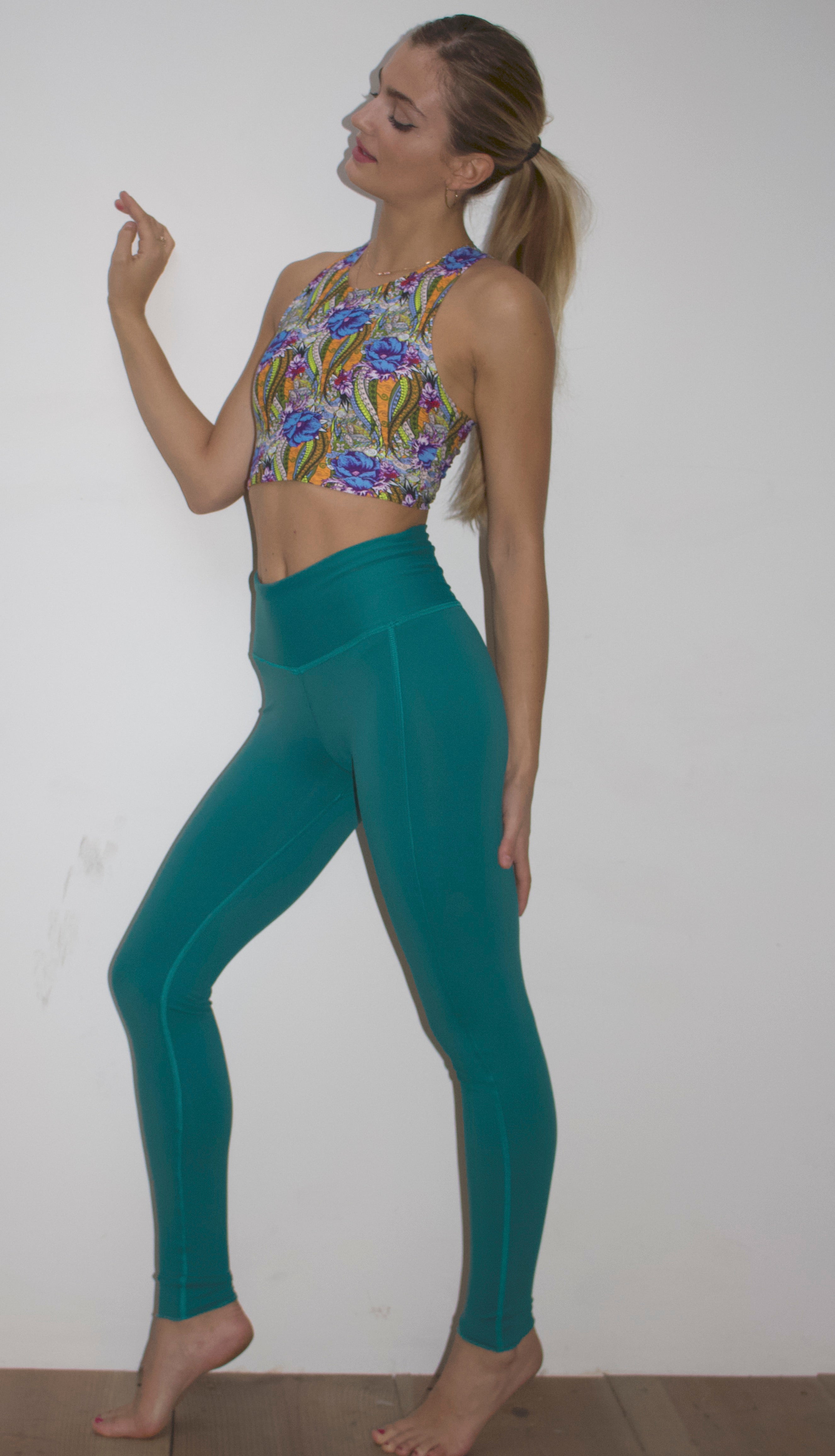 Vibrant Jade High Waist Rise Legging - Yoga Clothing by Daughters