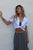 White Eyelet Crop Shirt Top