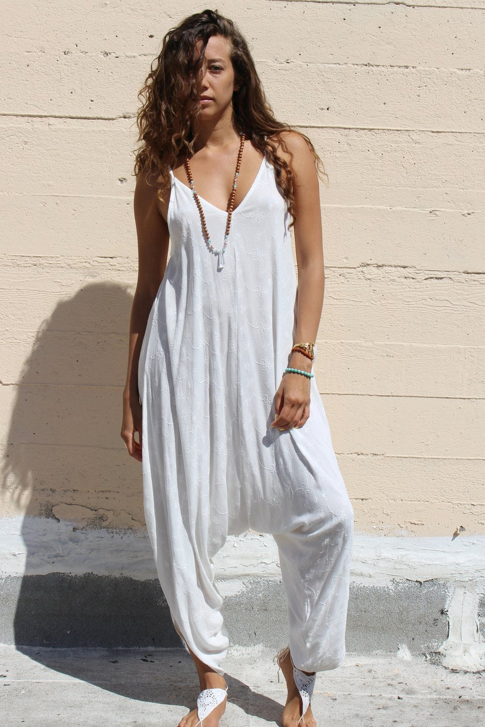 White Jumpsuit - Yoga Clothing by Daughters of Culture