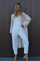 White Long Sleeve Yoga Harem Jumpsuit