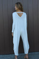 White Long Sleeve Yoga Harem Jumpsuit