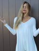 White Long Sleeve Yoga Harem Jumpsuit