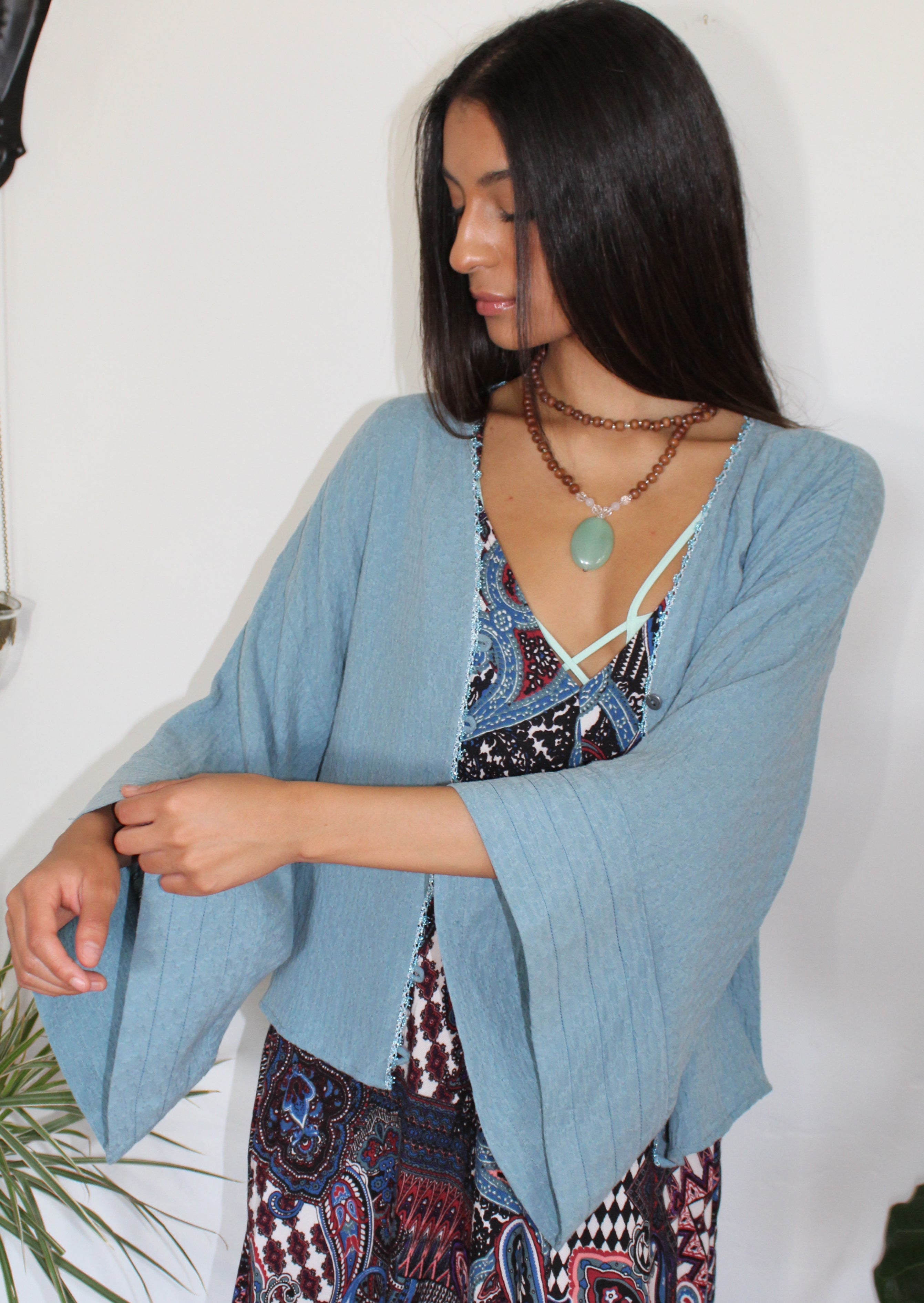 PRUSSIAN BLUE KIMONO TOP