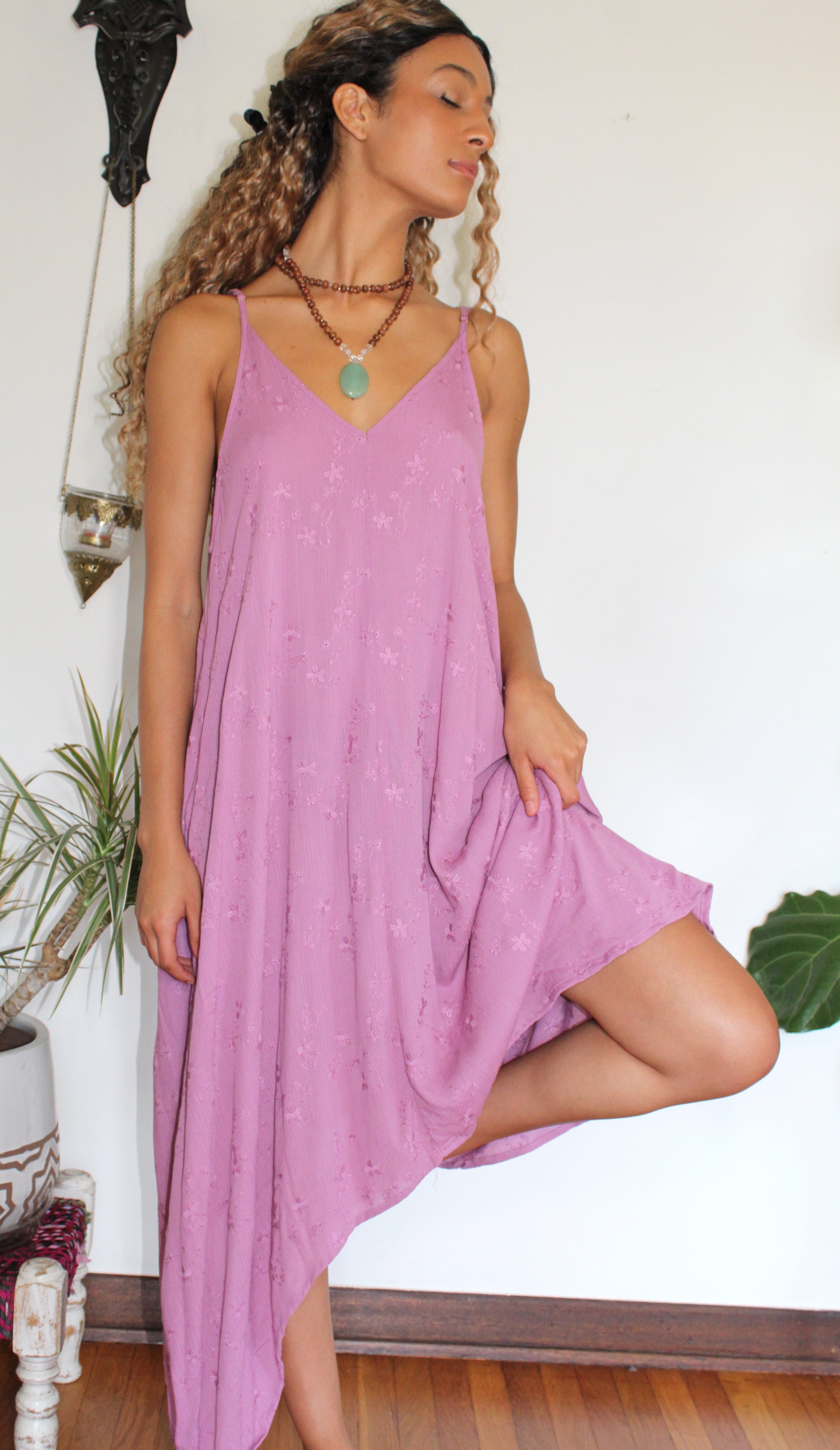 Plum Stone Wash Handkerchief Dress - Yoga Clothing by Daughters of Culture Plum Stone Wash Handkerchief Dress - Yoga Clothing by Daughters of Culture