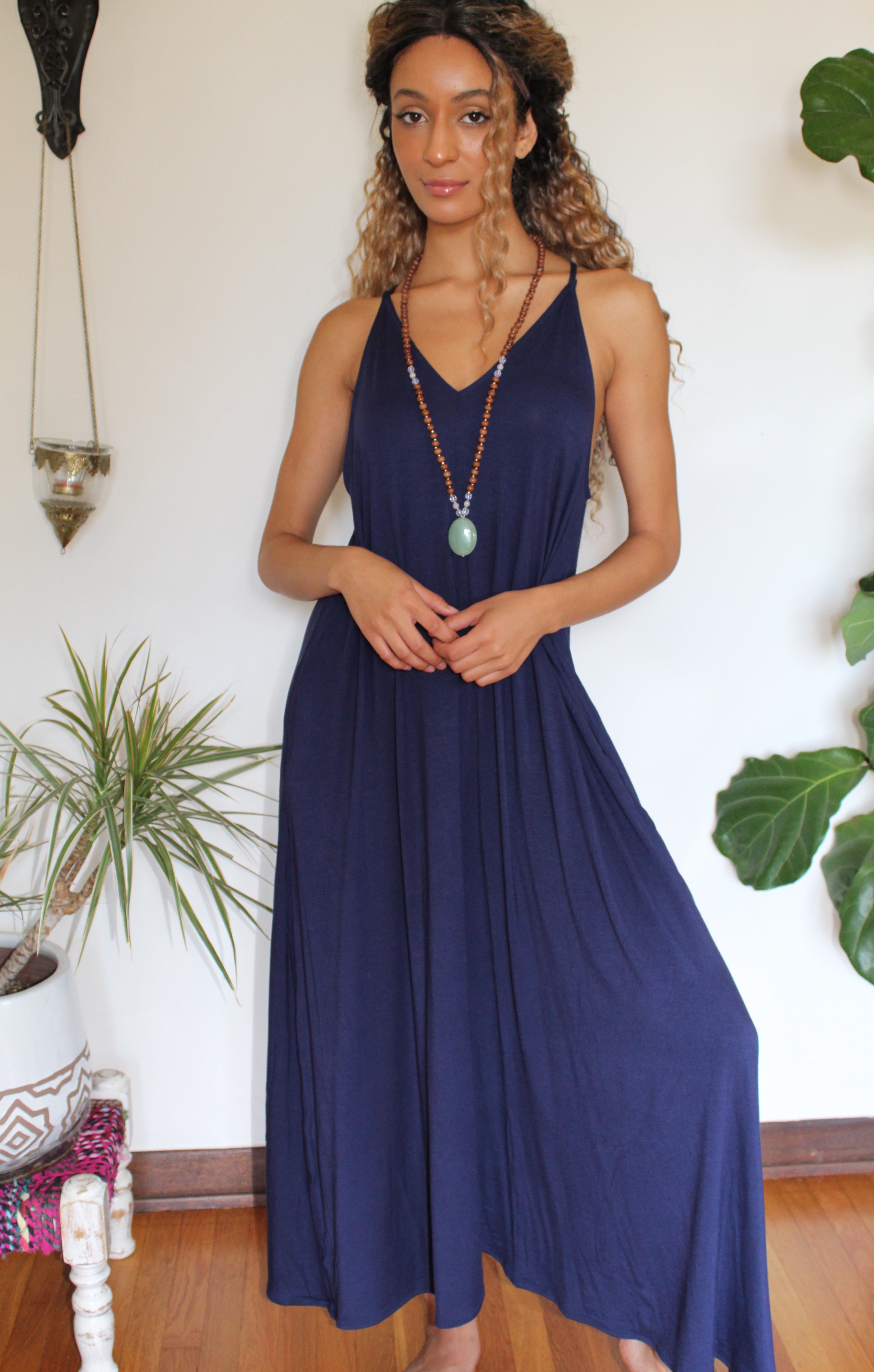 Navy Knit Sun Dress - Yoga Clothing by Daughters of Culture Navy Knit Sun Dress - Yoga Clothing by Daughters of Culture