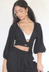 Black Tropez Puff Wrap Top