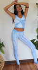 Sufi Blue Tie Dye V Neck Crop Top