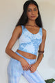 Sufi Blue Tie Dye V Neck Crop Top