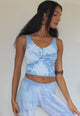 Sufi Blue Tie Dye V Neck Crop Top