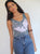 Grey Jewel Tie Dye Crop Top