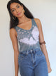 Grey Jewel Tie Dye Crop Top