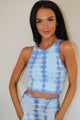 High Neck Tie Dye Chevron Crop Top