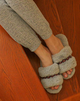 Grey Bohemian Fluff Slippers + Memory Foam