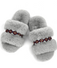 Grey Bohemian Fluff Slippers + Memory Foam