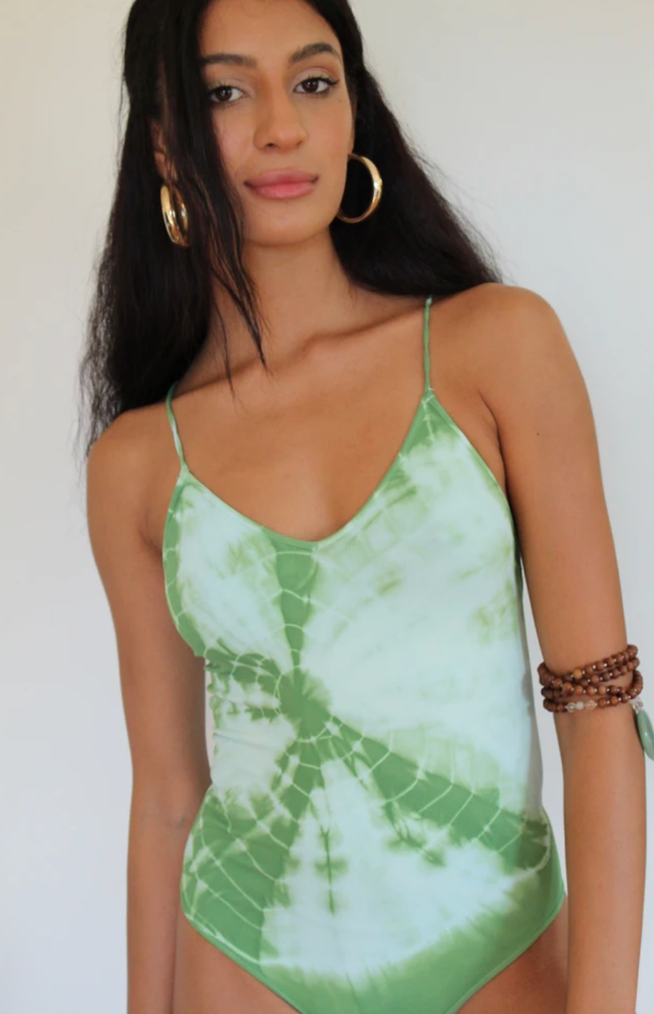 Green Tie Dye Underwire Bodysuit, Tops