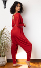 Red Shakti Long Sleeve Yoga Harem Jumpsuit