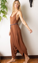 Cacao Yoga Knit Jumpsuit with Pockets