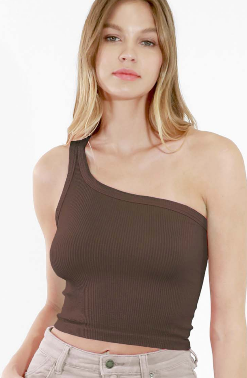 One Shoulder Rib Top - Yoga Clothing by Daughters of Culture